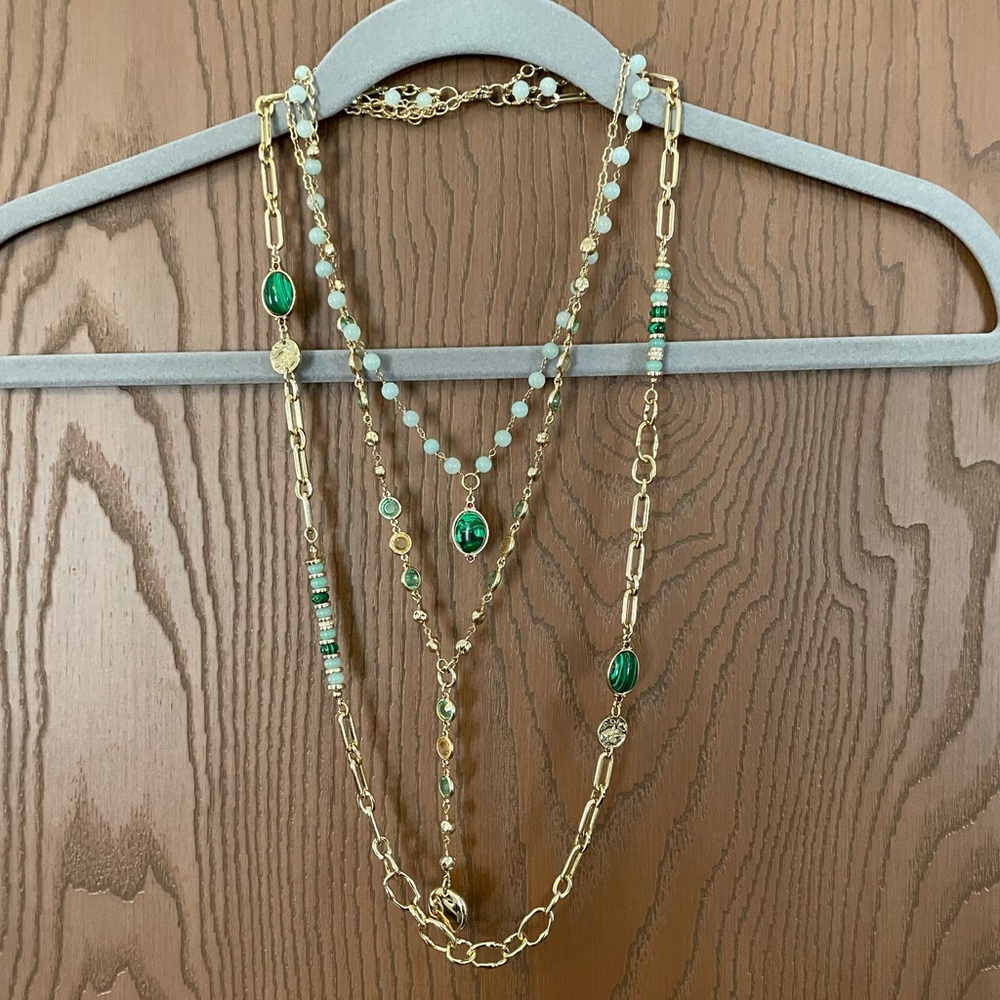 WHBM gold tone semi-precious convertible necklace